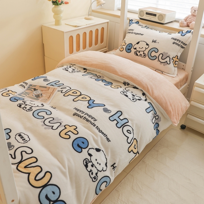 91家纺网 家纺一手货源 找家纺 （总）宅部落 2025新款学生宿舍牛奶绒三件套宿舍三件套上下铺三件套