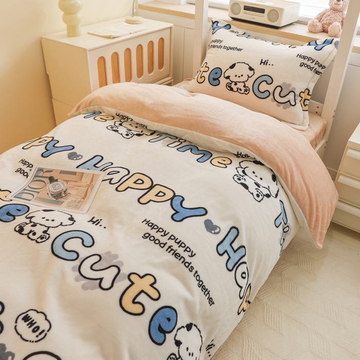 91家纺网 家纺一手货源 找家纺 （总）宅部落 2025新款学生宿舍牛奶绒三件套宿舍三件套上下铺三件套