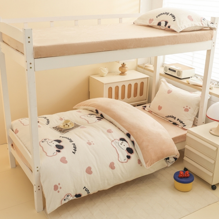 91家纺网 家纺一手货源 找家纺 （总）宅部落 2025新款学生宿舍牛奶绒三件套宿舍三件套上下铺三件套