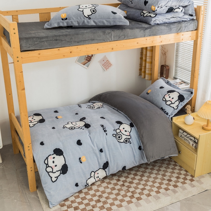 91家纺网 家纺一手货源 找家纺 （总）宅部落 2025新款学生宿舍牛奶绒三件套宿舍三件套上下铺三件套