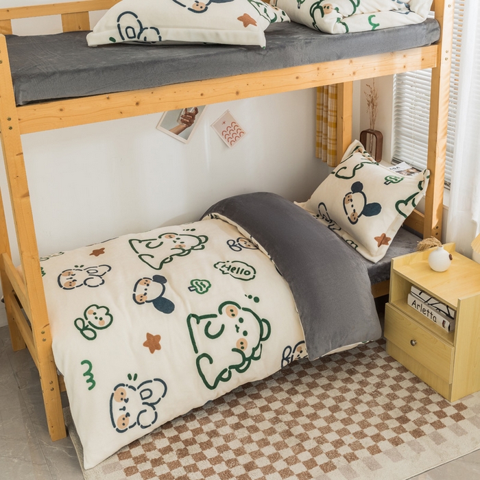 91家纺网 家纺一手货源 找家纺 （总）宅部落 2025新款学生宿舍牛奶绒三件套宿舍三件套上下铺三件套