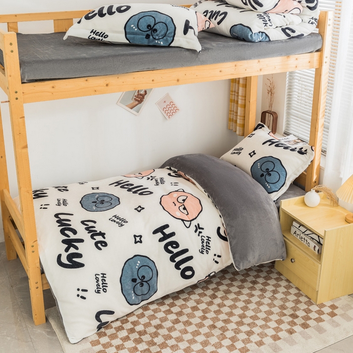 91家纺网 家纺一手货源 找家纺 （总）宅部落 2025新款学生宿舍牛奶绒三件套宿舍三件套上下铺三件套