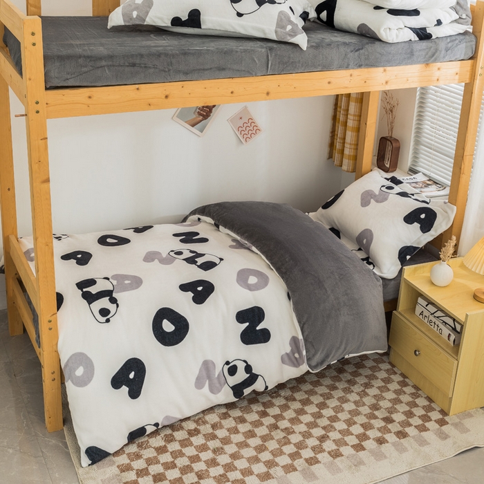 91家纺网 家纺一手货源 找家纺 （总）宅部落 2025新款学生宿舍牛奶绒三件套宿舍三件套上下铺三件套