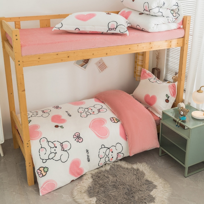 91家纺网 家纺一手货源 找家纺 （总）宅部落 2025新款学生宿舍牛奶绒三件套宿舍三件套上下铺三件套