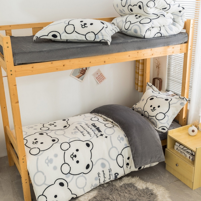 91家纺网 家纺一手货源 找家纺 （总）宅部落 2025新款学生宿舍牛奶绒三件套宿舍三件套上下铺三件套