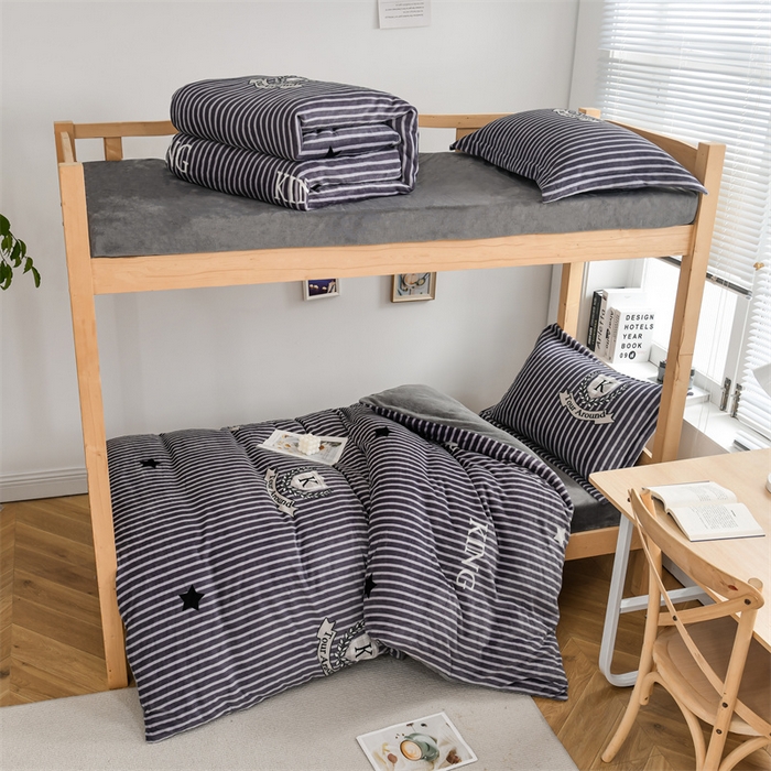 91家纺网 家纺一手货源 找家纺 （总）宅部落 2025新款学生宿舍牛奶绒三件套宿舍三件套上下铺三件套