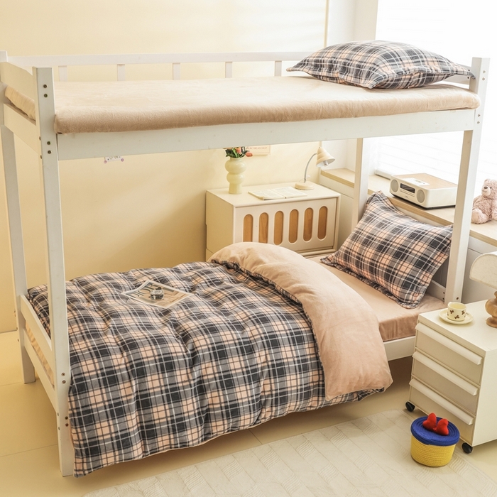 91家纺网 家纺一手货源 找家纺 （总）宅部落 2025新款学生宿舍牛奶绒三件套宿舍三件套上下铺三件套