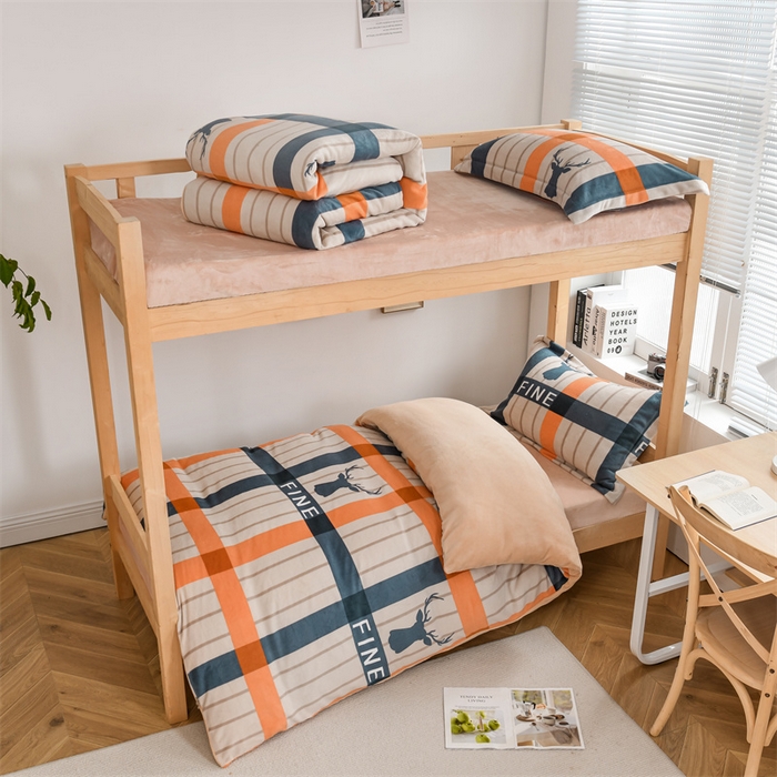 91家纺网 家纺一手货源 找家纺 （总）宅部落 2025新款学生宿舍牛奶绒三件套宿舍三件套上下铺三件套