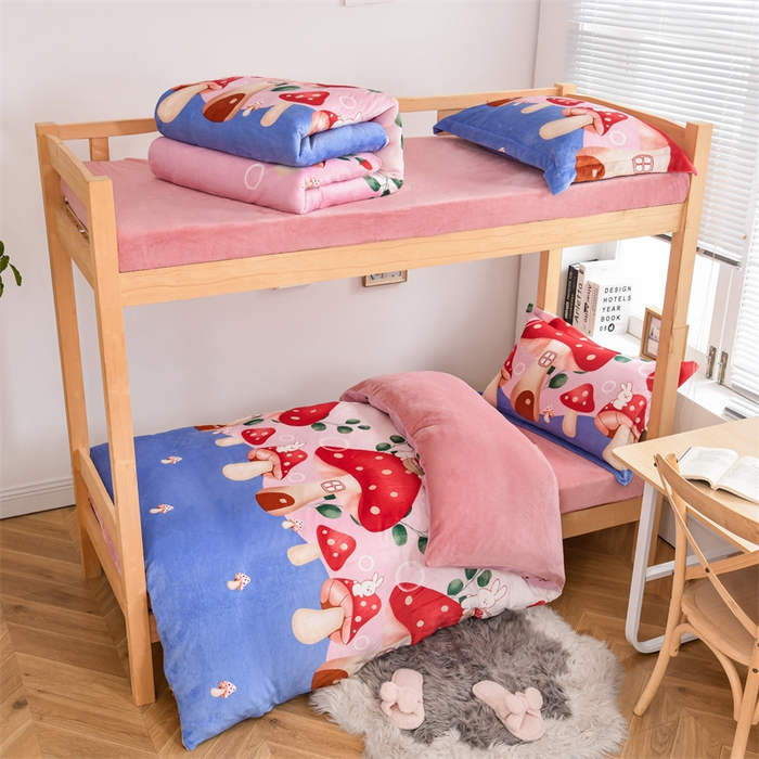 91家纺网 家纺一手货源 找家纺 （总）宅部落 2025新款学生宿舍牛奶绒三件套宿舍三件套上下铺三件套