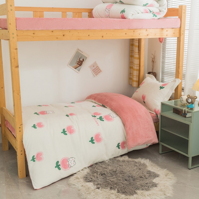 91家纺网 家纺一手货源 找家纺 （总）宅部落 2025新款学生宿舍牛奶绒三件套宿舍三件套上下铺三件套