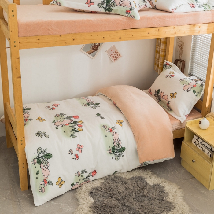 91家纺网 家纺一手货源 找家纺 （总）宅部落 2025新款学生宿舍牛奶绒三件套宿舍三件套上下铺三件套