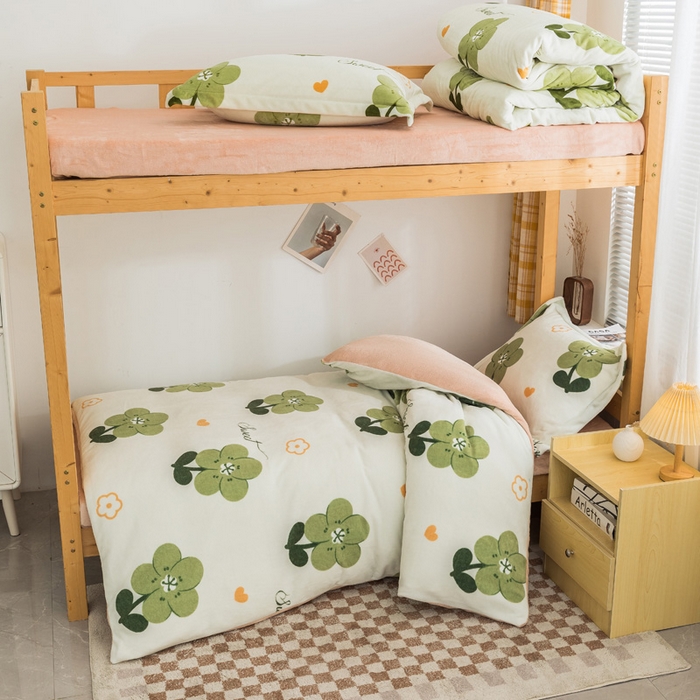 91家纺网 家纺一手货源 找家纺 （总）宅部落 2025新款学生宿舍牛奶绒三件套宿舍三件套上下铺三件套