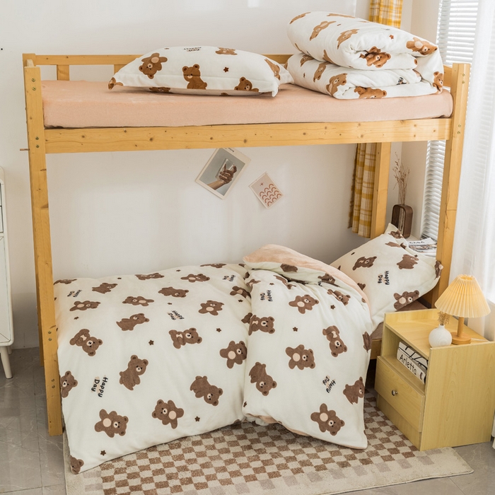 91家纺网 家纺一手货源 找家纺 （总）宅部落 2025新款学生宿舍牛奶绒三件套宿舍三件套上下铺三件套