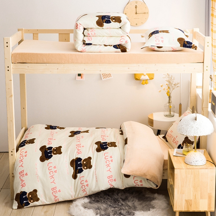 91家纺网 家纺一手货源 找家纺 （总）宅部落 2025新款学生宿舍牛奶绒三件套宿舍三件套上下铺三件套