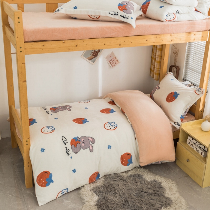 91家纺网 家纺一手货源 找家纺 （总）宅部落 2025新款学生宿舍牛奶绒三件套宿舍三件套上下铺三件套