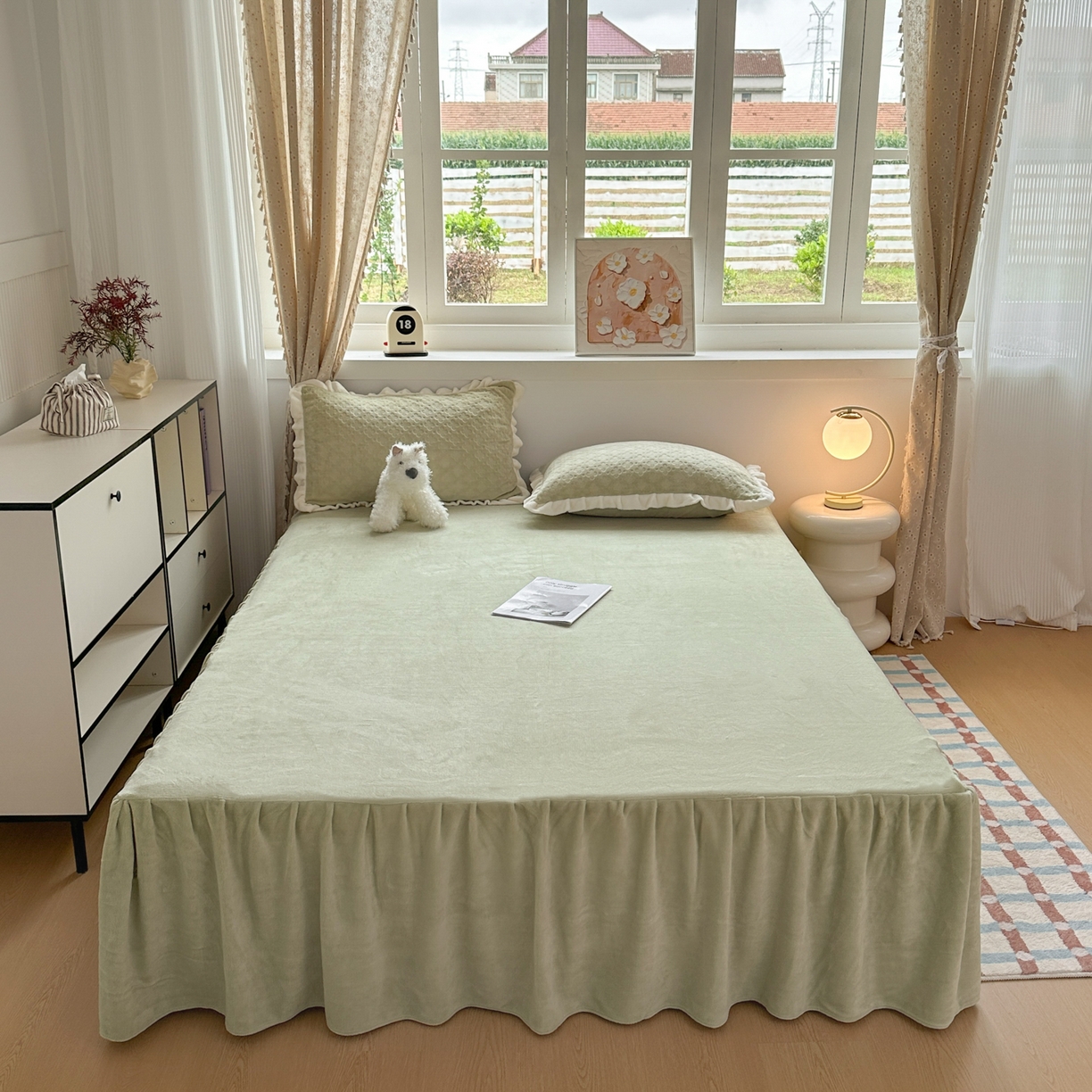 91家纺网 家纺一手货源 找家纺 （总）KA家纺 2025秋冬新款床裙款雕花牛奶绒四件套-繁花系列