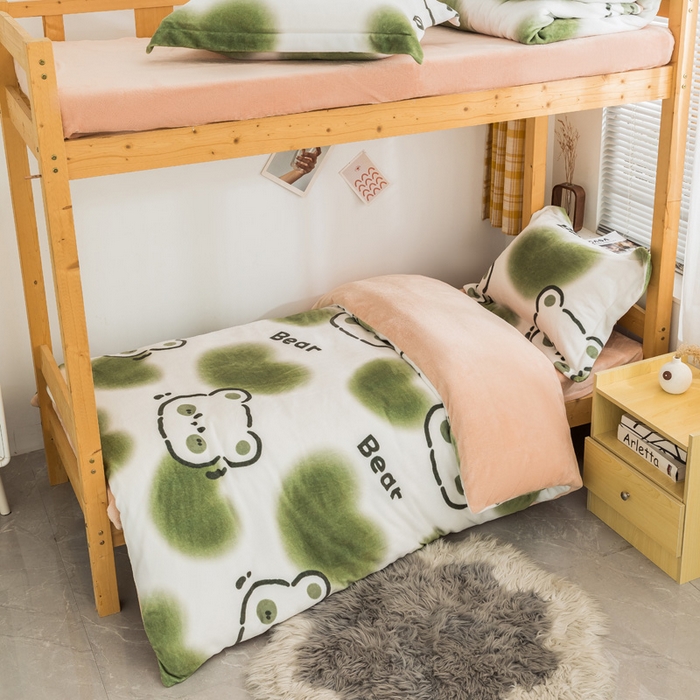 91家纺网 家纺一手货源 找家纺 （总）宅部落 2025新款学生宿舍牛奶绒三件套宿舍三件套上下铺三件套