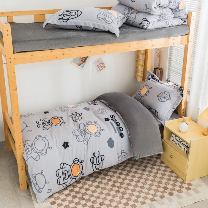 91家纺网 家纺一手货源 找家纺 （总）宅部落 2025新款学生宿舍牛奶绒三件套宿舍三件套上下铺三件套