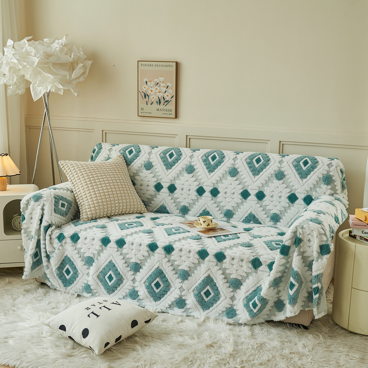 枋梢家纺 2025新款沙发套罩坐垫防滑轻奢高级感盖布巾阳离子波西米亚沙发巾四季通用 波西米亚沙发巾-雅青