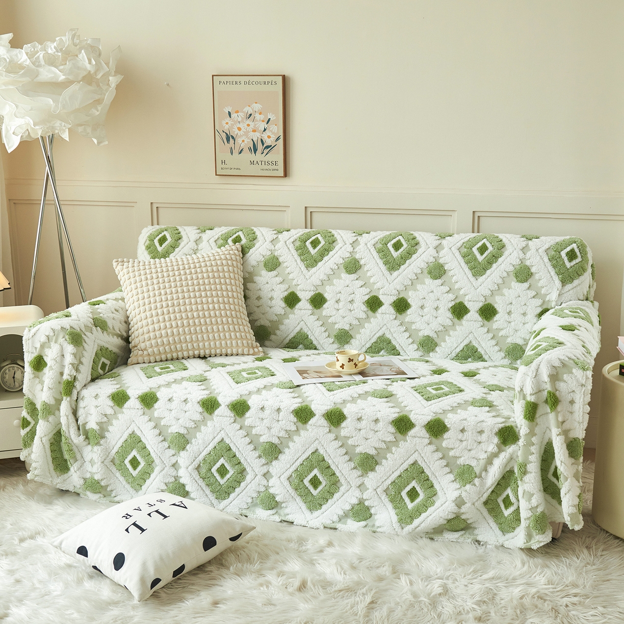 枋梢家纺 2025新款沙发套罩坐垫防滑轻奢高级感盖布巾阳离子波西米亚沙发巾四季通用 波西米亚沙发巾-浅绿
