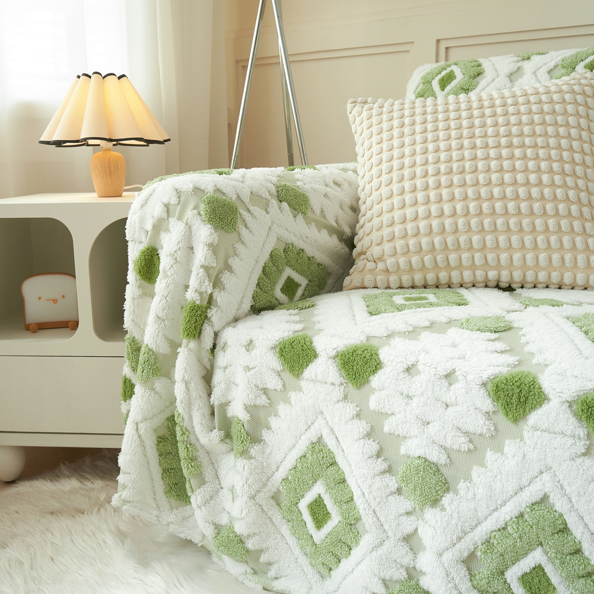 91家纺网 家纺一手货源 找家纺 枋梢家纺 2025新款沙发套罩坐垫防滑轻奢高级感盖布巾阳离子波西米亚沙发巾四季通用 波西米亚沙发巾-浅绿