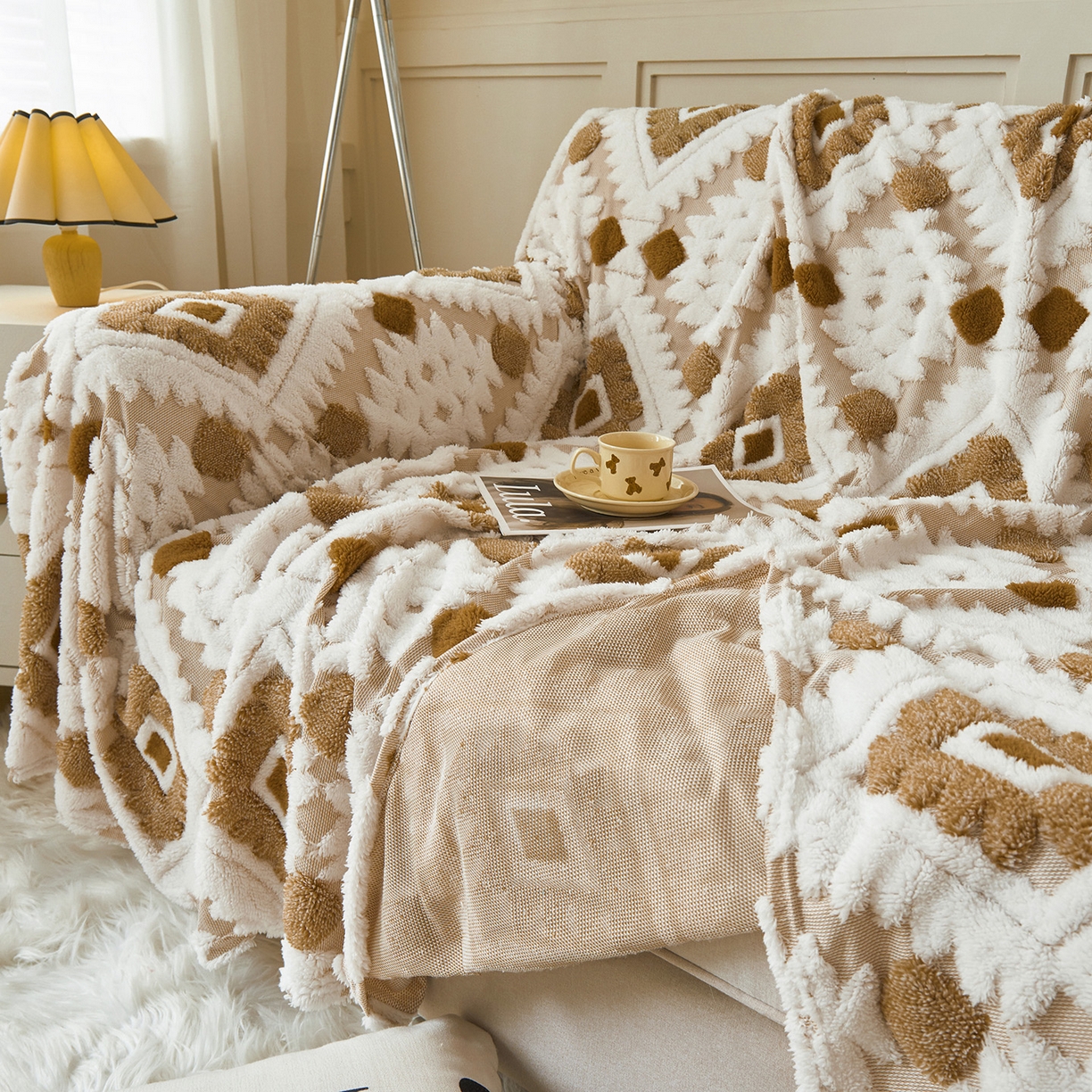 91家纺网 家纺一手货源 找家纺 （总）枋梢家纺 2025新款沙发套罩坐垫防滑轻奢高级感盖布巾阳离子波西米亚沙发巾四季通用