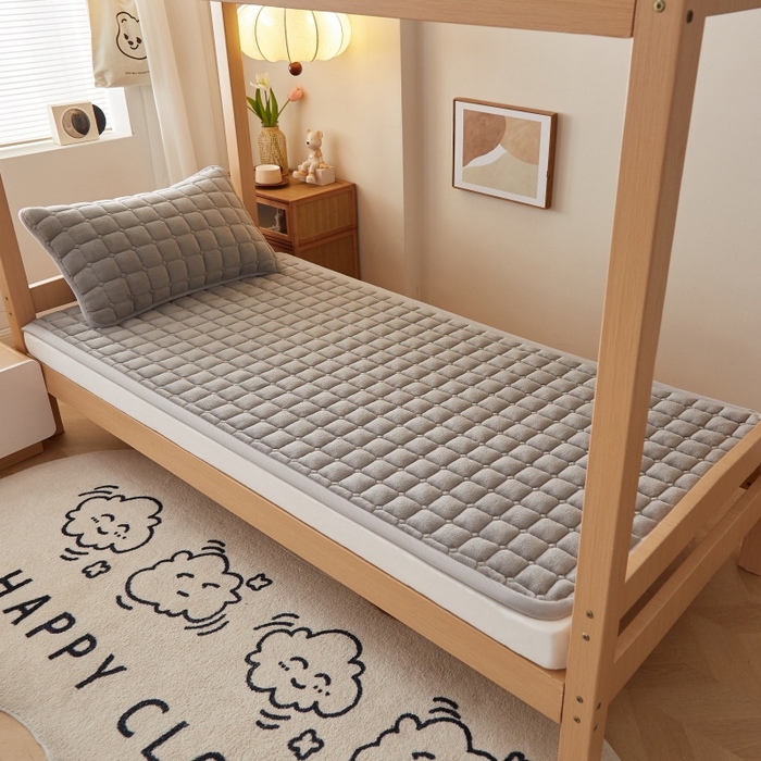 91家纺网 家纺一手货源 找家纺 奇丝雅 2025新款A类牛奶绒床褥床垫家用学生宿舍上下铺寝室软垫床护垫夹棉褥子-学生床单件 高级灰