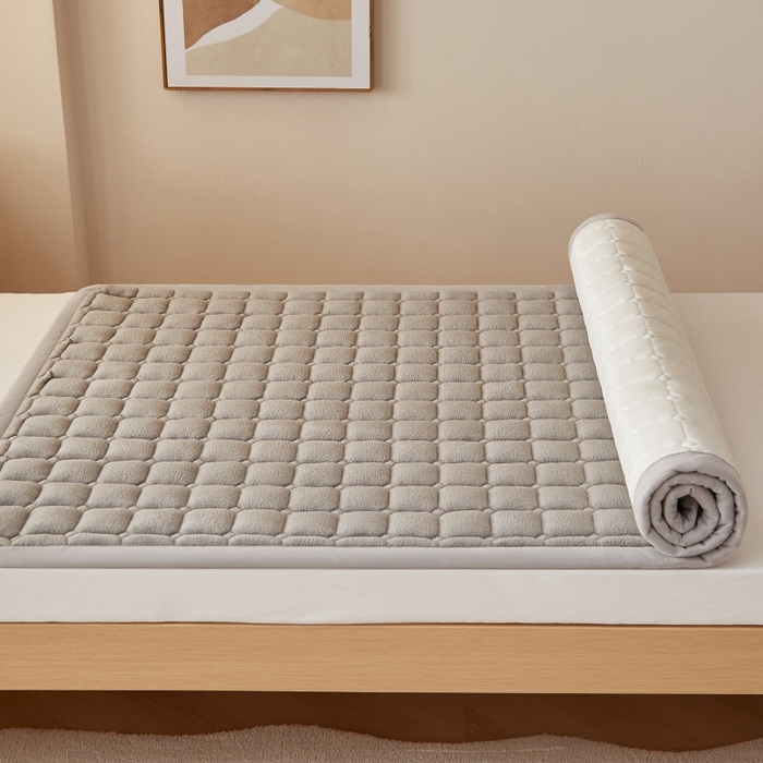 91家纺网 家纺一手货源 找家纺 奇丝雅 2025新款A类牛奶绒床褥床垫家用学生宿舍上下铺寝室软垫床护垫夹棉褥子-学生床单件 高级灰