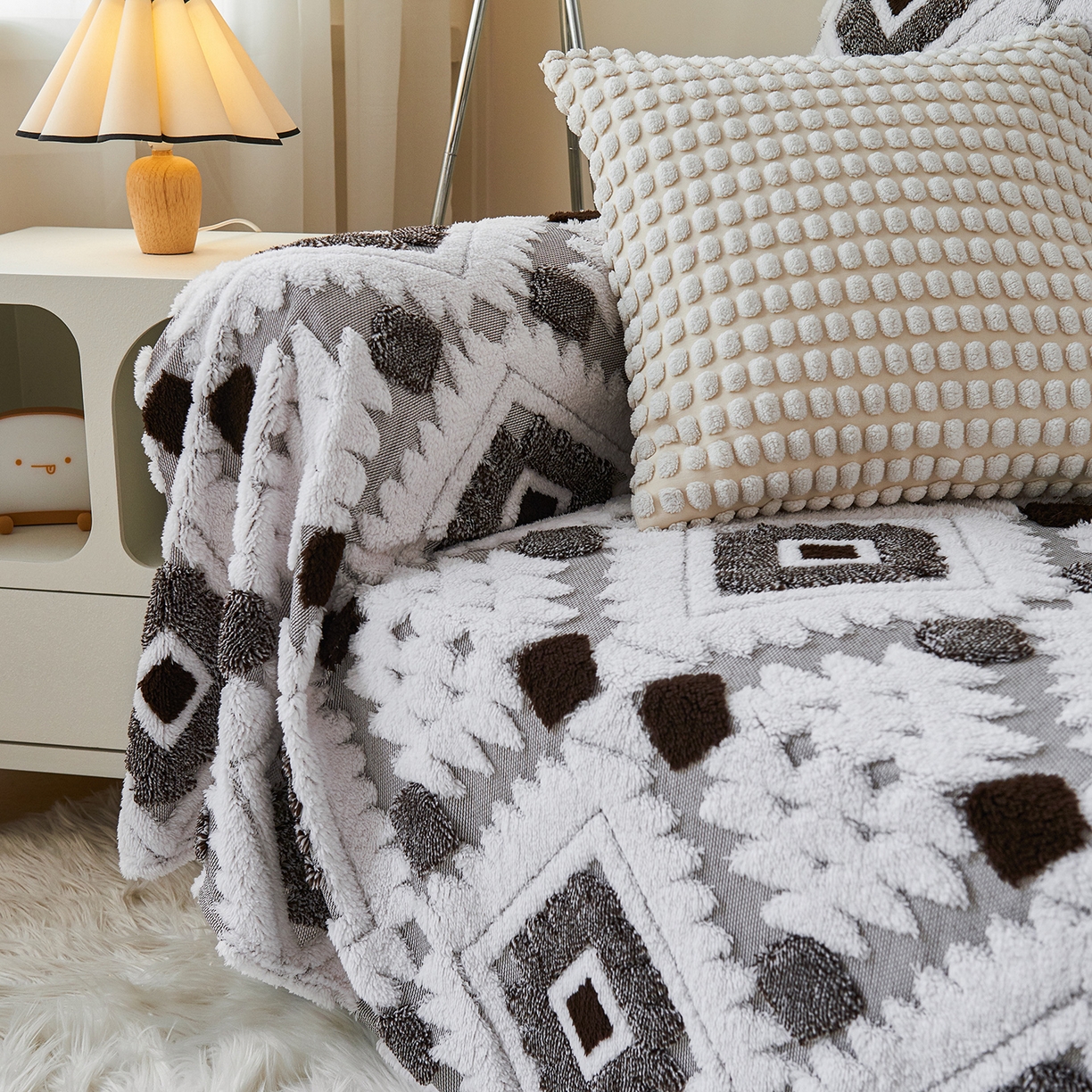 91家纺网 家纺一手货源 找家纺 枋梢家纺 2025新款沙发套罩坐垫防滑轻奢高级感盖布巾阳离子波西米亚沙发巾四季通用 波西米亚沙发巾-深灰