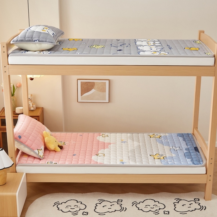 91家纺网 家纺一手货源 找家纺 奇丝雅 2025新款A类牛奶绒床褥床垫家用学生宿舍上下铺寝室软垫床护垫夹棉褥子-学生床单件 水纹星