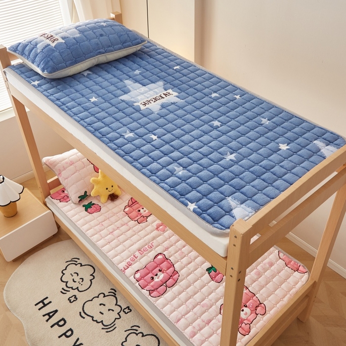 91家纺网 家纺一手货源 找家纺 奇丝雅 2025新款A类牛奶绒床褥床垫家用学生宿舍上下铺寝室软垫床护垫夹棉褥子-学生床单件 幸运星