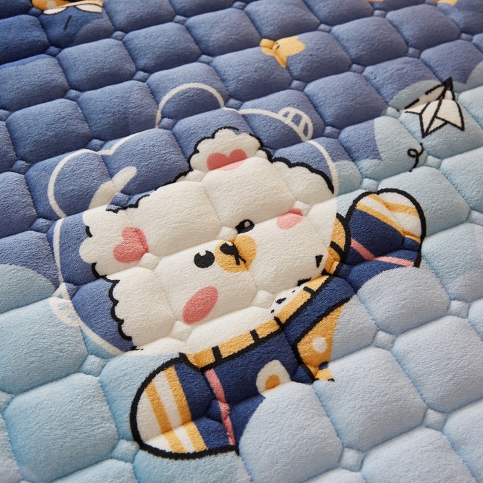 91家纺网 家纺一手货源 找家纺 奇丝雅 2025新款A类牛奶绒床褥床垫家用学生宿舍上下铺寝室软垫床护垫夹棉褥子-学生床单件 月亮熊