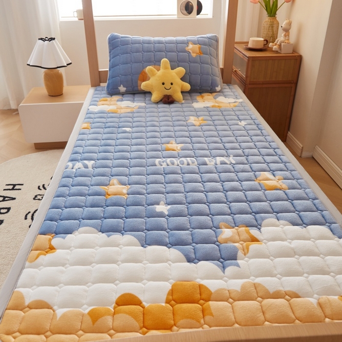 91家纺网 家纺一手货源 找家纺 奇丝雅 2025新款A类牛奶绒床褥床垫家用学生宿舍上下铺寝室软垫床护垫夹棉褥子-学生床单件 筑梦星空