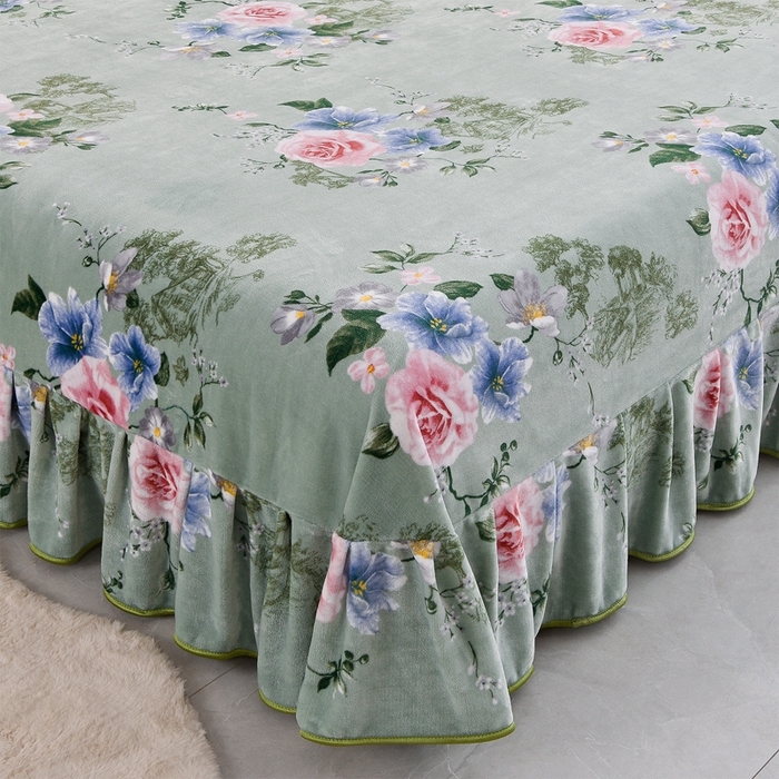 91家纺网 家纺一手货源 找家纺 （总）2025新款牛奶绒印花床裙四件套系列-四件套