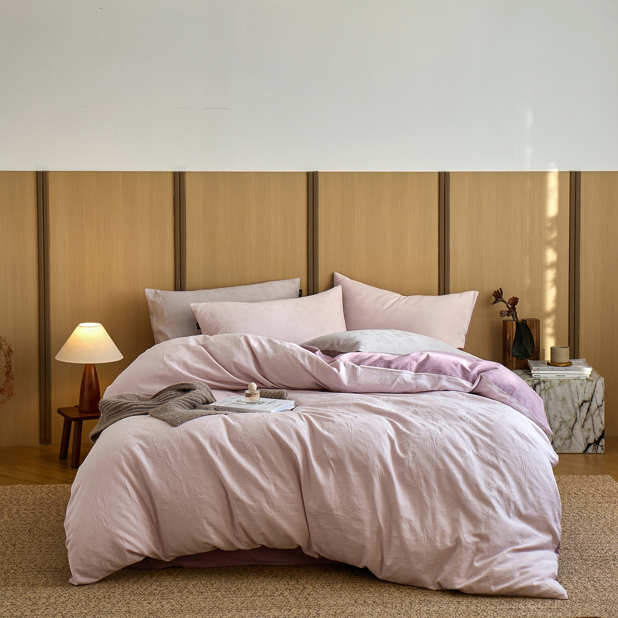 禾时 2025新款60s轻奢提花磨毛四件套-枝上春暖 枝上春暖-紫