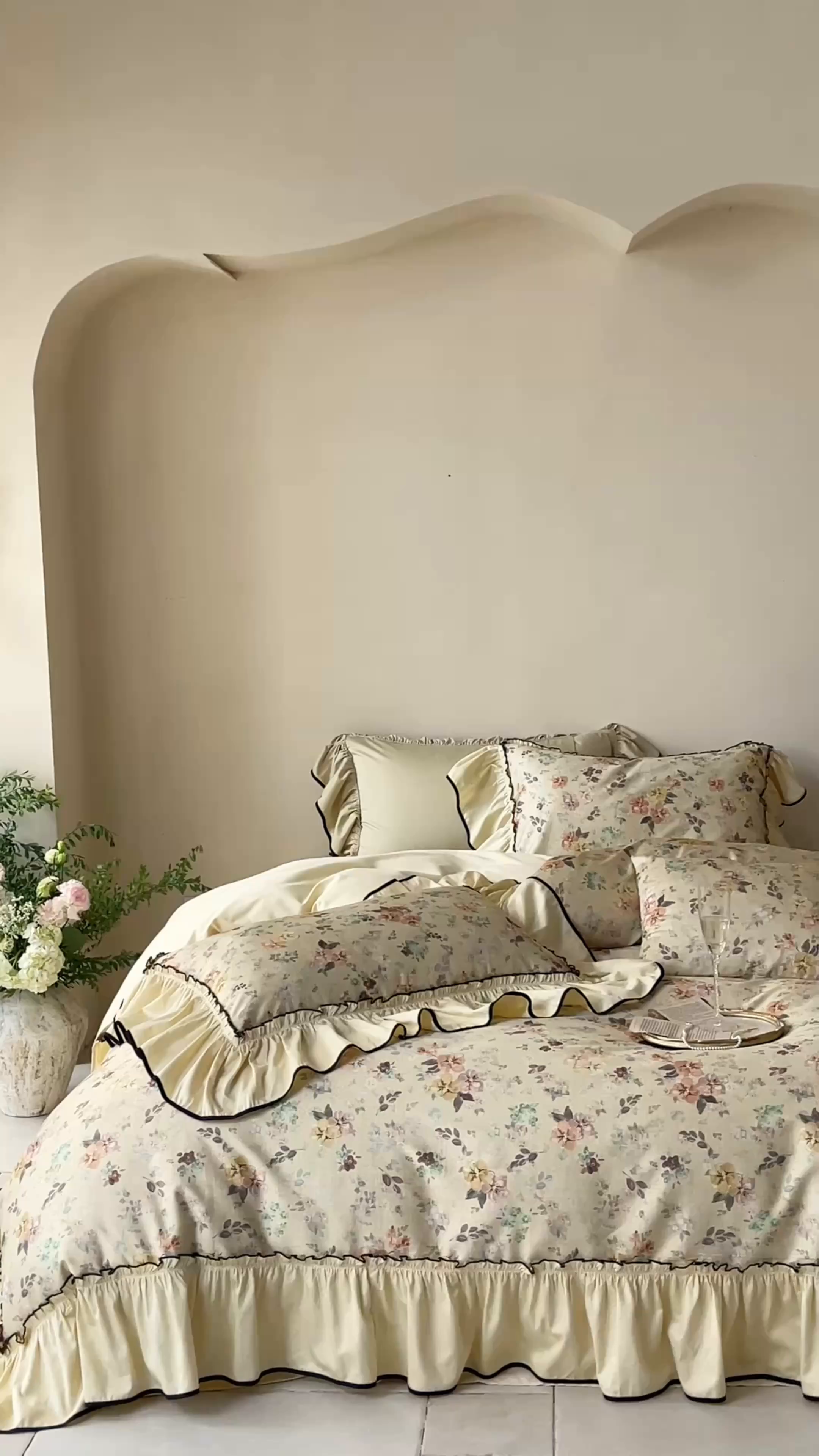 91家纺网 家纺一手货源 找家纺 （总）优然居家纺 2025新款50支全棉纯棉印花法式双头木耳边四件套