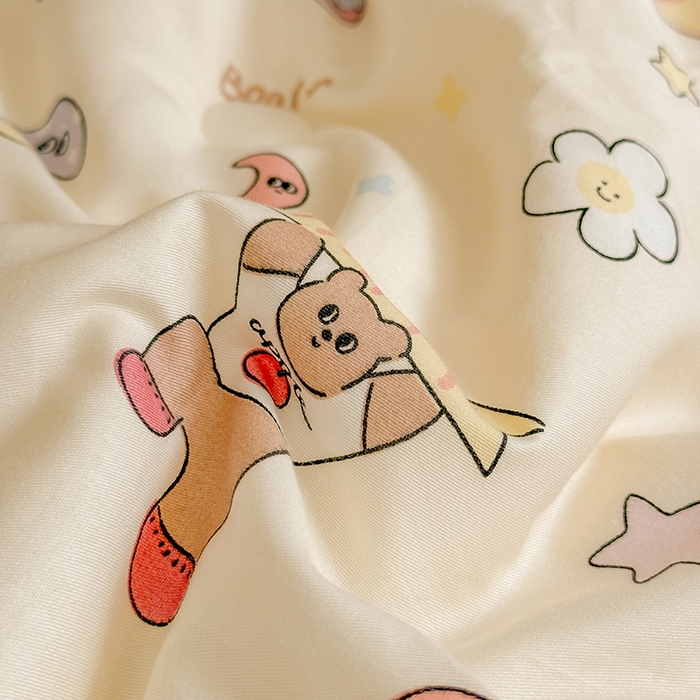 91家纺网 家纺一手货源 找家纺 （总）梦依依 2025新款全棉小清新卡通印花系列儿童豆豆被子被芯