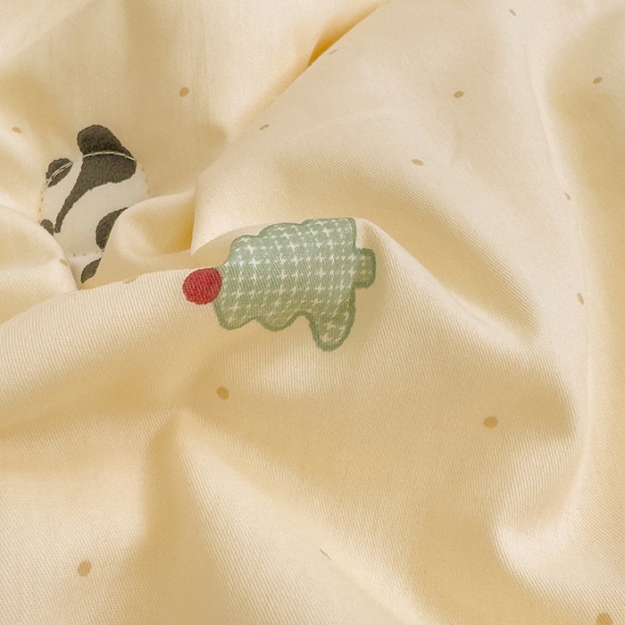 91家纺网 家纺一手货源 找家纺 梦依依 2025新款全棉小清新卡通印花系列儿童豆豆被子被芯 一体款-熊猫森林