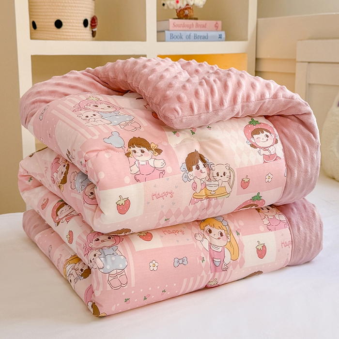 91家纺网 家纺一手货源 找家纺 （总）梦依依 2025新款全棉小清新卡通印花系列儿童豆豆被子被芯