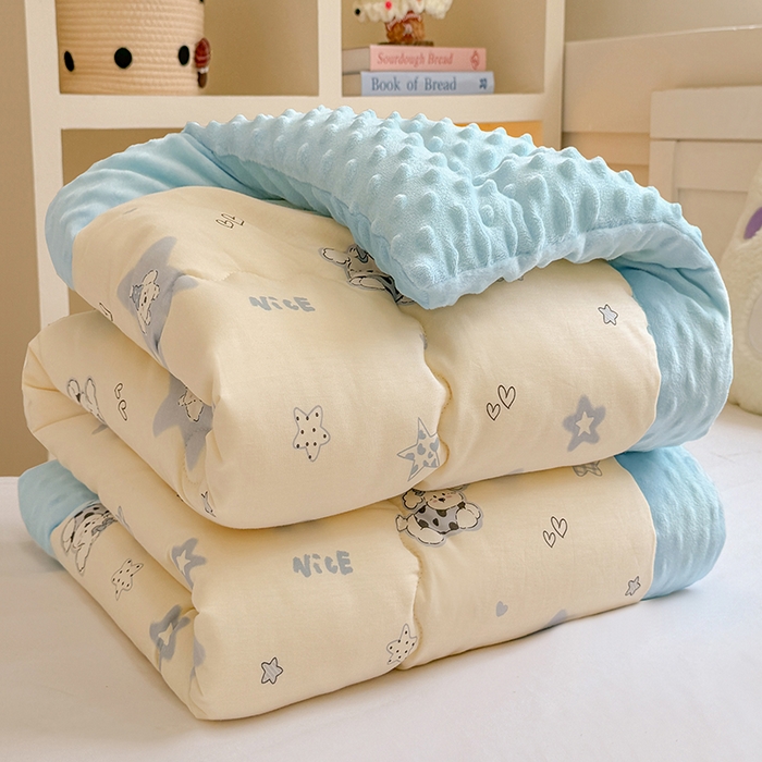 梦依依 2025新款全棉小清新卡通印花系列儿童豆豆被子被芯 一体款-星仔