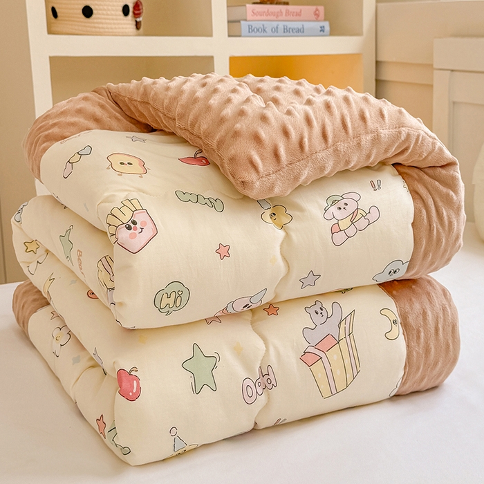 91家纺网 家纺一手货源 找家纺 （总）梦依依 2025新款全棉小清新卡通印花系列儿童豆豆被子被芯