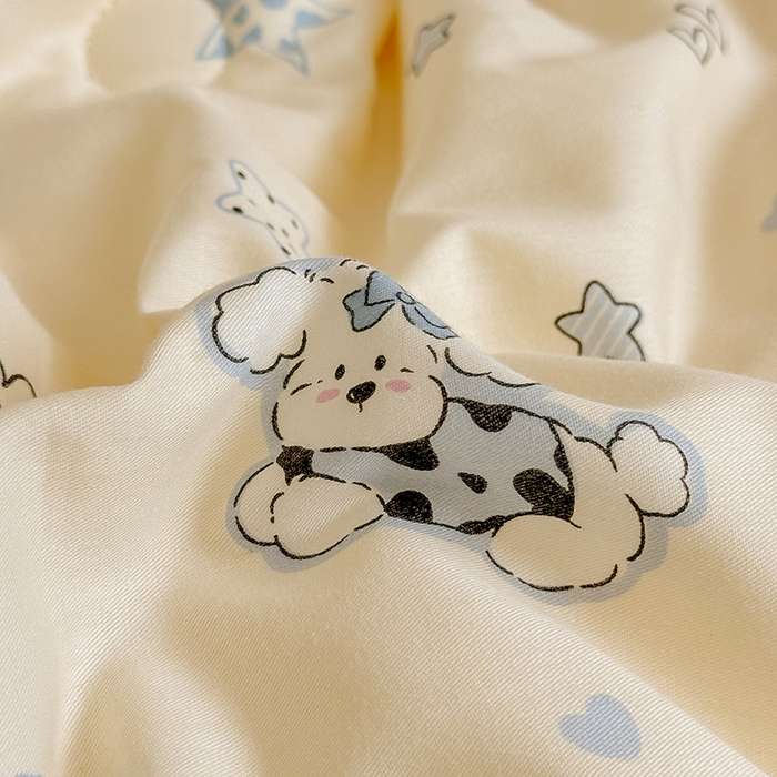 91家纺网 家纺一手货源 找家纺 梦依依 2025新款全棉小清新卡通印花系列儿童豆豆被子被芯 一体款-星仔