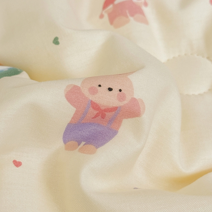 91家纺网 家纺一手货源 找家纺 梦依依 2025新款全棉小清新卡通印花系列儿童豆豆被子被芯 一体款-果冻兔