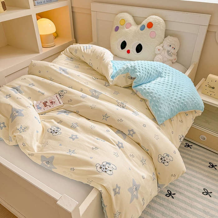 梦依依 2025新款全棉小清新卡通印花系列儿童豆豆被子被芯 可拆卸款-星仔