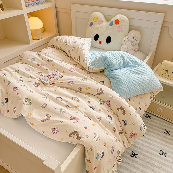 梦依依 2025新款全棉小清新卡通印花系列儿童豆豆被子被芯 可拆卸款-新新一家