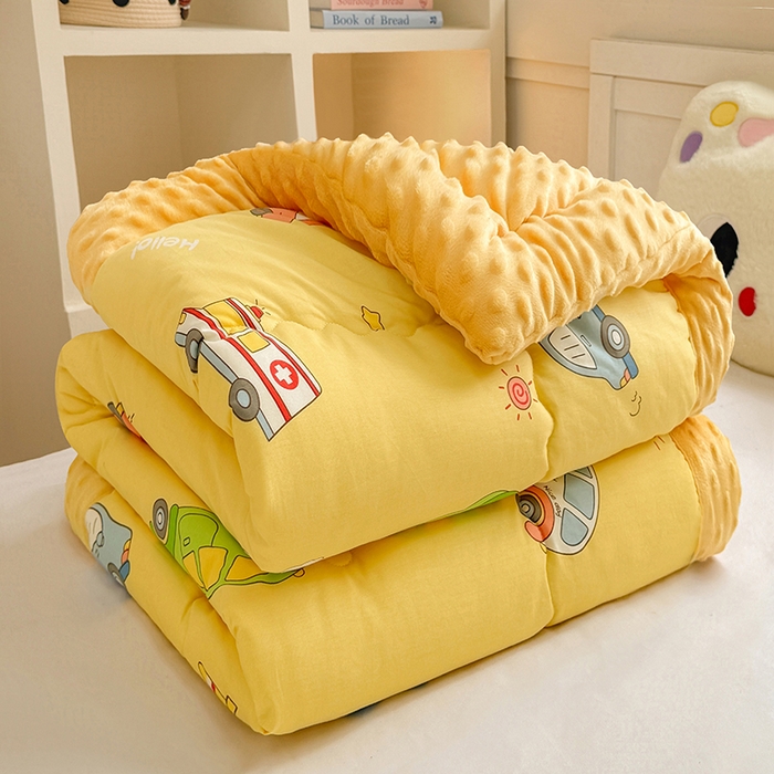 梦依依 2025新款全棉小清新卡通印花系列儿童豆豆被子被芯 一体款-汽车世界