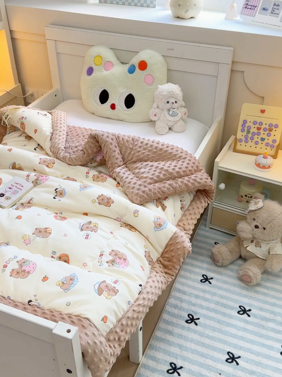 91家纺网 家纺一手货源 找家纺 梦依依 2025新款全棉小清新卡通印花系列儿童豆豆被子被芯 可拆卸款-熊猫卡皮