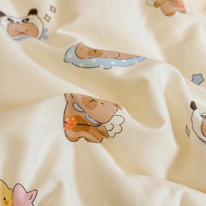 91家纺网 家纺一手货源 找家纺 梦依依 2025新款全棉小清新卡通印花系列儿童豆豆被子被芯 一体款-熊猫卡皮