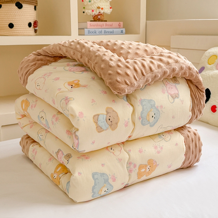 梦依依 2025新款全棉小清新卡通印花系列儿童豆豆被子被芯 一体款-狗狗家族