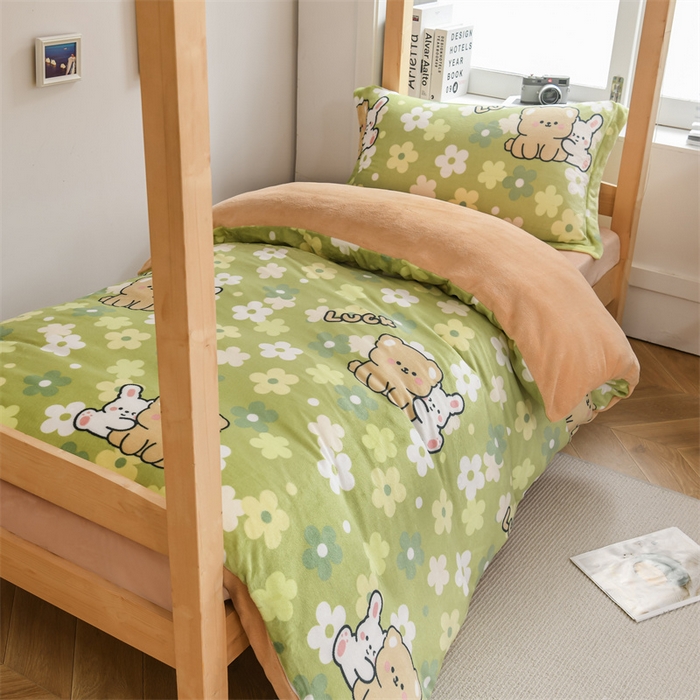 91家纺网 家纺一手货源 找家纺 宅部落 2025新款学生宿舍牛奶绒三件套宿舍三件套上下铺三件套 伊甸园